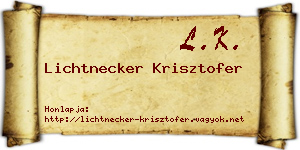Lichtnecker Krisztofer névjegykártya